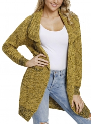 Casual Turn-Down Collar Long Sleeve Open Front Loose Cardigan