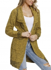 Casual Turn-Down Collar Long Sleeve Open Front Loose Cardigan