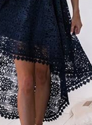 Spaghetti Strap Off Shoulder High Waist Lace Hollow Out High Low Dress