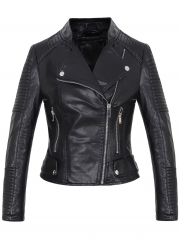 Biker Moto PU Leather Jacket For Women