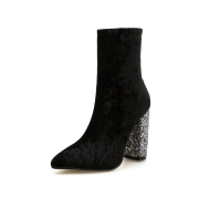 Velvet High Heel Ankle Boots