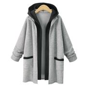 Hooded Coat Two False Pieces Knit Cardigan