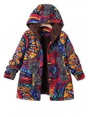 Long Sleeve Hoodie Printed Casual Coat