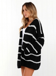 Fashion Striped Pocket Cardigan sweater