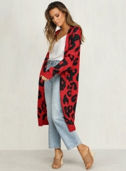 Leopard Printed Pocket Cardigan Sweater