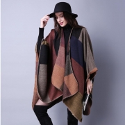 Reversible Oversized Blanket Poncho Cape Shawl Cardigans