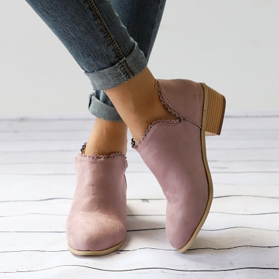 Plain Laciness Outdoor Ankle Booties
