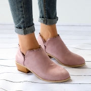 Plain Laciness Outdoor Ankle Booties