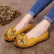 Genuine Leather Handmade Flower Loafers Soft Flat Casual Shoes