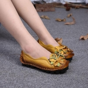 Genuine Leather Handmade Flower Loafers Soft Flat Casual Shoes