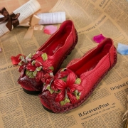 Genuine Leather Handmade Flower Loafers Soft Flat Casual Shoes