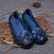 Genuine Leather Handmade Flower Loafers Soft Flat Casual Shoes