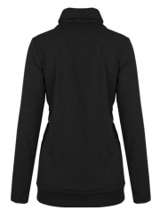 Casual High Neck Long Sleeve Slim Pullover Sweatshirt With Pockets