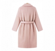 Winter Notched Lapel Knee Length Coat With Belt