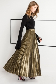 Luster Elegant Pleated A Line Waist Skirt