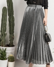 Luster Elegant Pleated A Line Waist Skirt