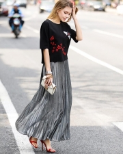 Luster Elegant Pleated A Line Waist Skirt