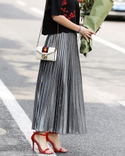 Luster Elegant Pleated A Line Waist Skirt