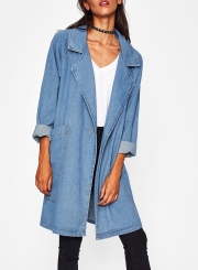 Long Denim Coat  Trench Coat Outwear