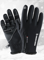 Winter Outdoor Sports Skiing Riding Waterproof Full Finger Touch Screen Zipper Fleece Warm Gloves