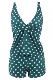 Polka Dot Print Slim Tankini Set