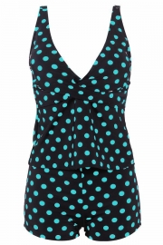 Polka Dot Print Slim Tankini Set