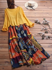 Two Picecs Ethnic Print Vintage Maxi Dress For Women