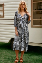 V-neck Swing Midi Dresses