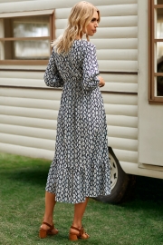 V-neck Swing Midi Dresses