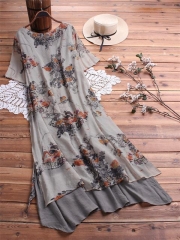 Double layered Floral Print Maxi Dress