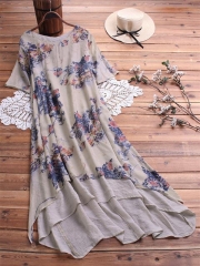 Double layered Floral Print Maxi Dress