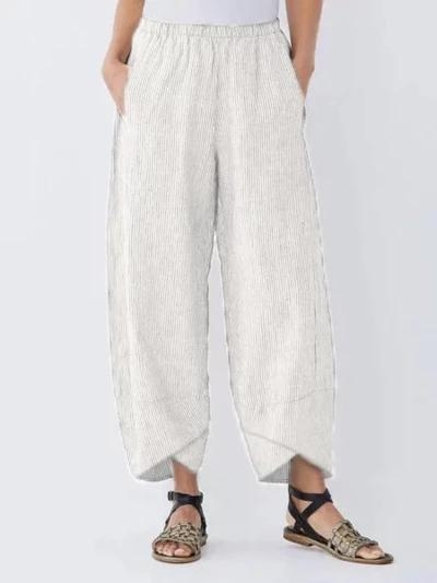 Summer Pockets Striped Casual Capri Pants YOYOTSHOP.com