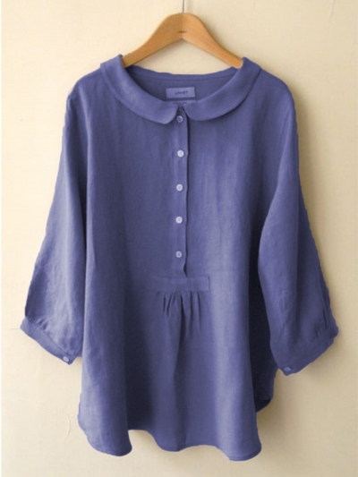 Casual Long Sleeve Sweet Solid Blouse zecalaba.com