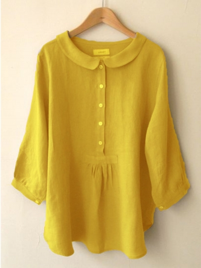 Casual Long Sleeve Sweet Solid Blouse zecalaba.com