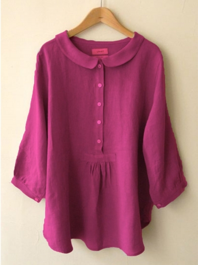 Casual Long Sleeve Sweet Solid Blouse zecalaba.com