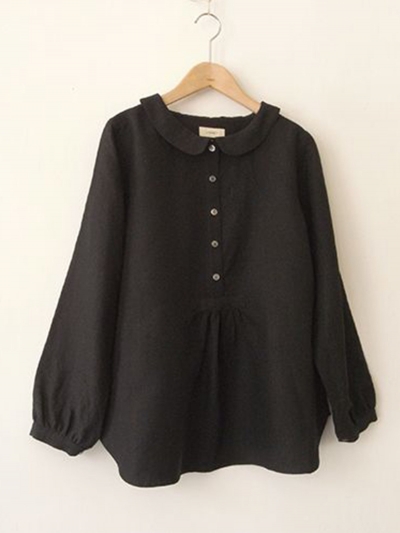 Casual Long Sleeve Sweet Solid Blouse zecalaba.com