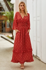 V-NECK TUNIC MAXI DRESS