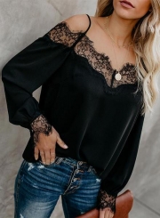 LACE COLD SHOULDER BLOUSE - WHITE