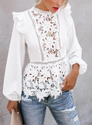 PURSUIT OF BEING CROCHET LACE PEPLUM BLOUSE