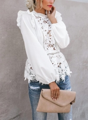 PURSUIT OF BEING CROCHET LACE PEPLUM BLOUSE