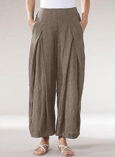 Vintage Elastic Waist Wide Legs Loose Pants zecalaba.com