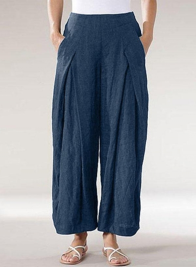 Vintage Elastic Waist Wide Legs Loose Pants zecalaba.com