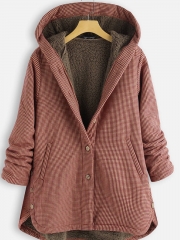 Buttoned Hoodie Casual Cotton-Blend Outerwear