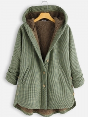 Buttoned Hoodie Casual Cotton-Blend Outerwear