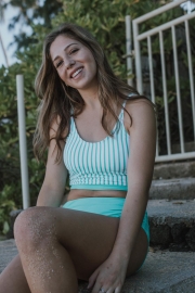 Mint & White Stripes Bikini Sets