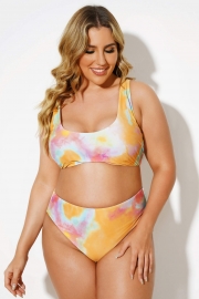 Tie Dye Scoopneck Fashion Lady Bikini Set