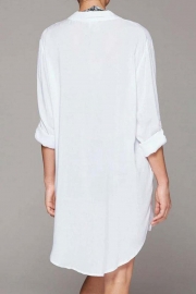 Solid White Oversize Tunic Cover Up Blouse