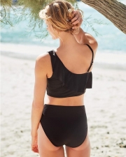 Garnet Hill Playa Ruffle-Shoulder Bikini