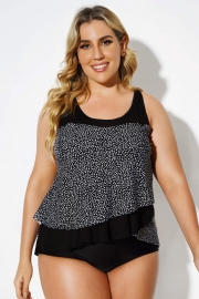 Grey Dot Scoopneck Tankini Top for Women