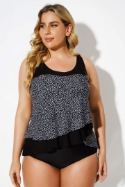 Grey Dot Scoopneck Tankini Top for Women